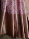 Banarasee Handwoven Contrast Border Pastel Color Saree With Self Weaving Design-Pink