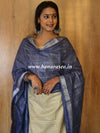 Bhagalpuri Cotton Suit Set With Ghichha Jaal Kameez & Linen Dupatta-Grey & Off White