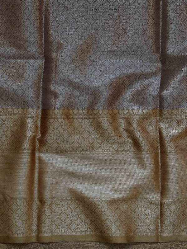 Banarasee Handwoven Contrast Border Pastel Color Saree With Self Weaving Design-Pink