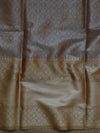 Banarasee Handwoven Contrast Border Pastel Color Saree With Self Weaving Design-Green