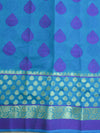 Banarasee Cotton Mix Saree With Zari & Resham Design-Blue