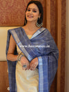 Bhagalpuri Cotton Suit Set With Ghichha Jaal Kameez & Linen Dupatta-Grey & Off White