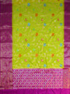 Banarasee Handwoven Semi Silk Saree With Contrast Border-Yellow & Pink
