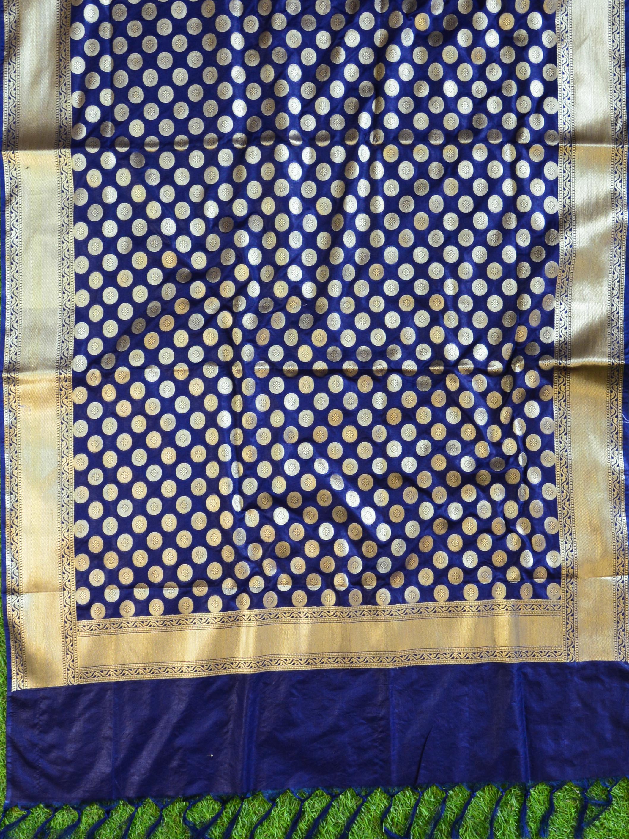 Banarasee Art Silk  Salwar Kameez Fabric With Contrast Dupatta-Sky Blue & Blue