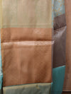 Banarasee Handwoven Contrast Border Pastel Color Saree With Self Weaving Design-Green