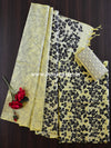 Handloom Block Printed Khadi Cotton Salwar Kameez Dupatta Set-Yellow