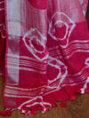 Banarasee Linen Cotton Shibori Dyed Saree-Pink