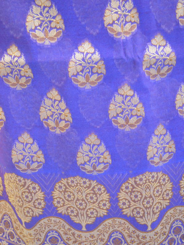 Banarasee Salwar Kameez Cotton Silk Resham Buti Woven Fabric-Royal Blue