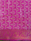 Banarasee Handwoven Semi Silk Saree With Contrast Border-Yellow & Pink