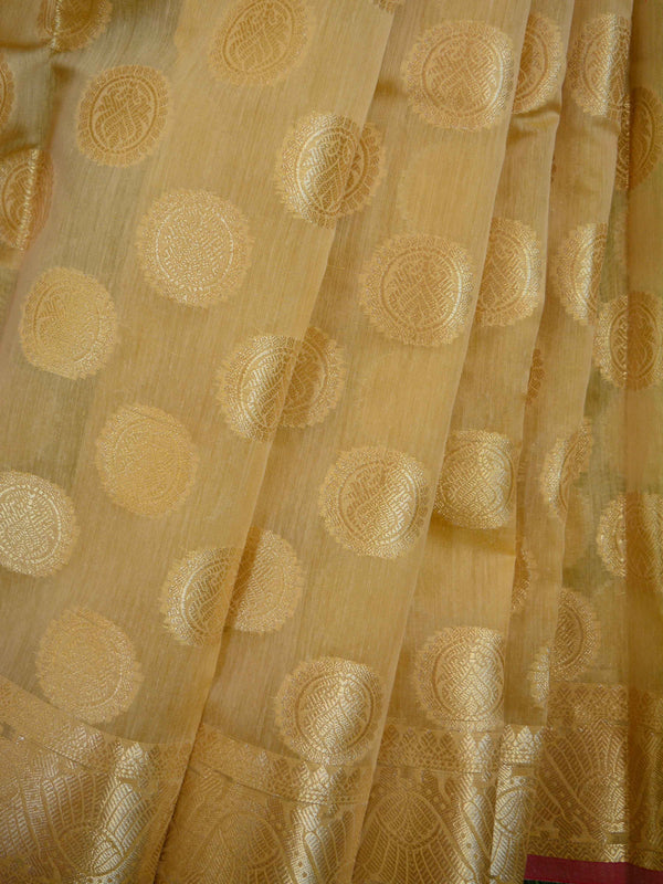 Banarasee Cotton Silk Mix Saree With Buta Design-Gold