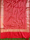 Banarasee Art Silk  Salwar Kameez Fabric With Contrast Dupatta-Green & Red