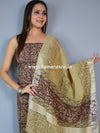 Handloom Linen Cotton Hand-Block Print Suit Set-Brown
