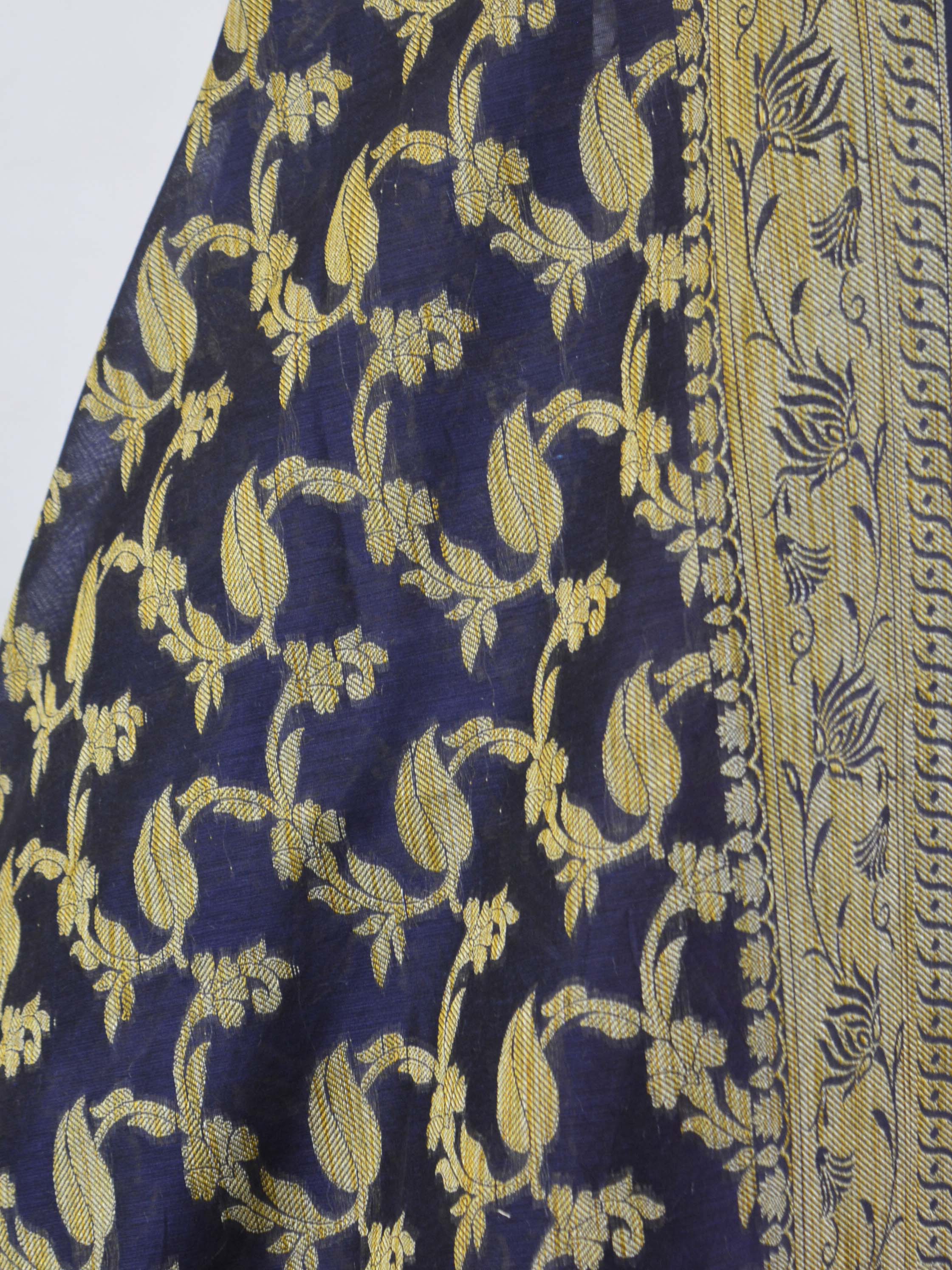 Banarasee Soft Cotton Ghichha Work Salwar Kameez Fabric With Blue Dupatta-Magenta