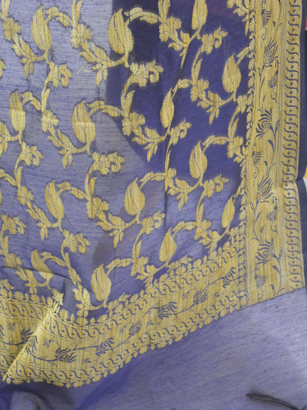 Banarasee Soft Cotton Ghichha Work Salwar Kameez Fabric With Blue Dupatta-Magenta