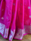 Banarasee Handwoven Semi-Chiffon Saree With Silver Zari-Rani Pink