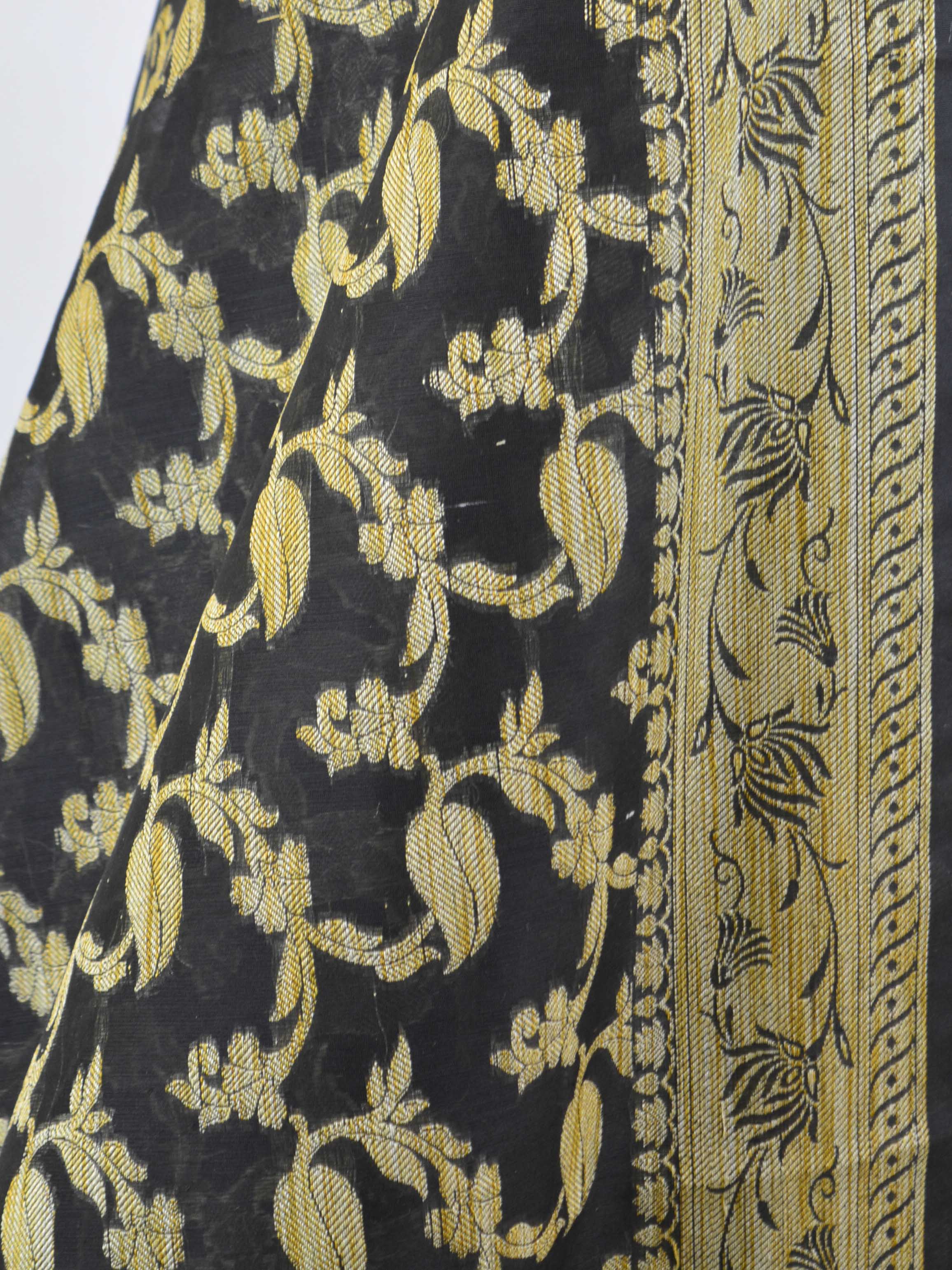 Banarasee Soft Cotton Ghichha Work Salwar Kameez Fabric With Blue Dupatta-Black
