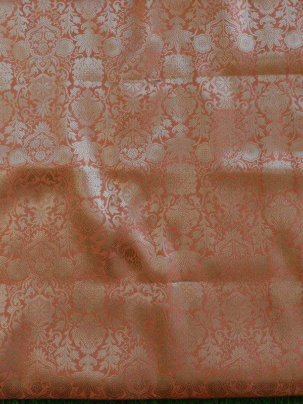 Banarasee Art Silk  Salwar Kameez Fabric With Contrast Dupatta-Orange & Brown