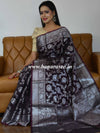 Banarasee Handwoven Semi Silk Saree With Silver Zari Jaal Design-Brown(Pink Tone)