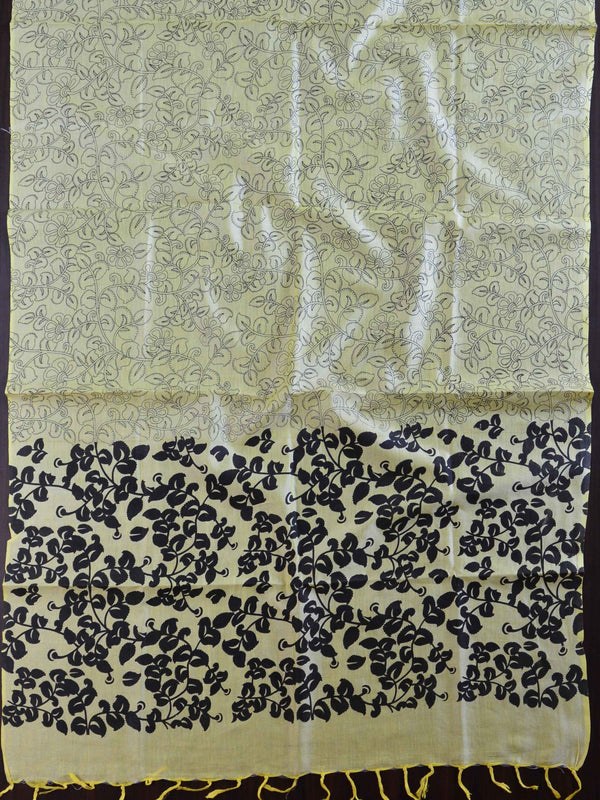Handloom Block Printed Khadi Cotton Salwar Kameez Dupatta Set-Yellow
