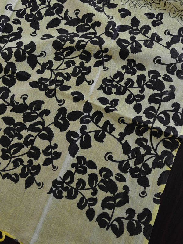 Handloom Block Printed Khadi Cotton Salwar Kameez Dupatta Set-Yellow