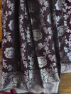 Banarasee Handwoven Semi Silk Saree With Silver Zari Jaal Design-Brown(Pink Tone)