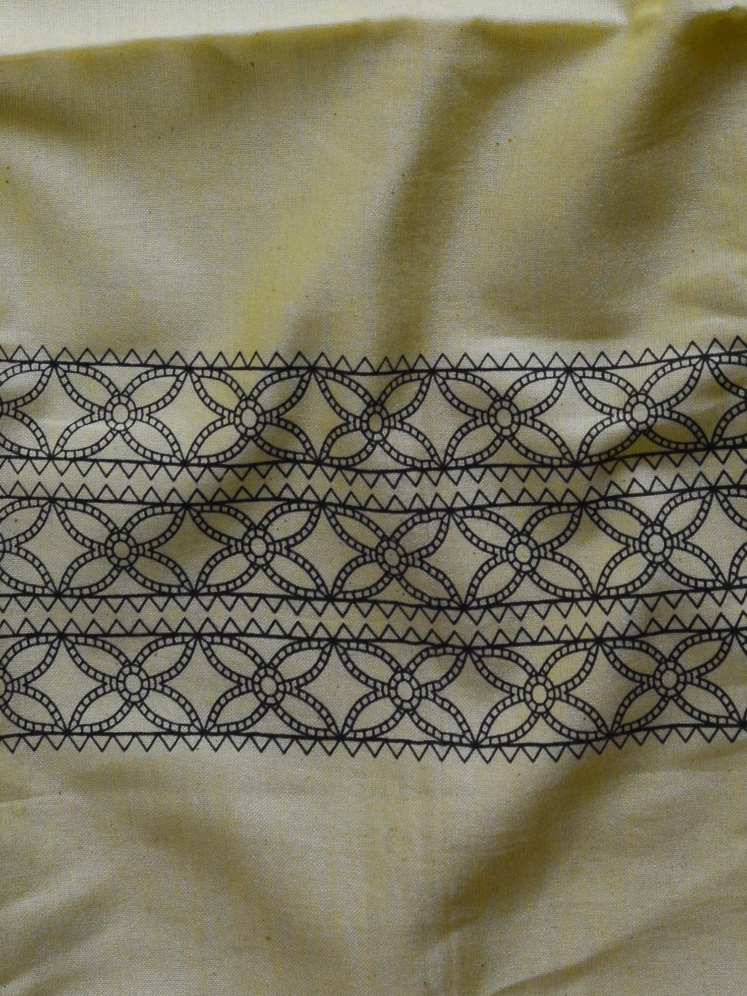 Handloom Block Printed Khadi Cotton Salwar Kameez Dupatta Set-Yellow