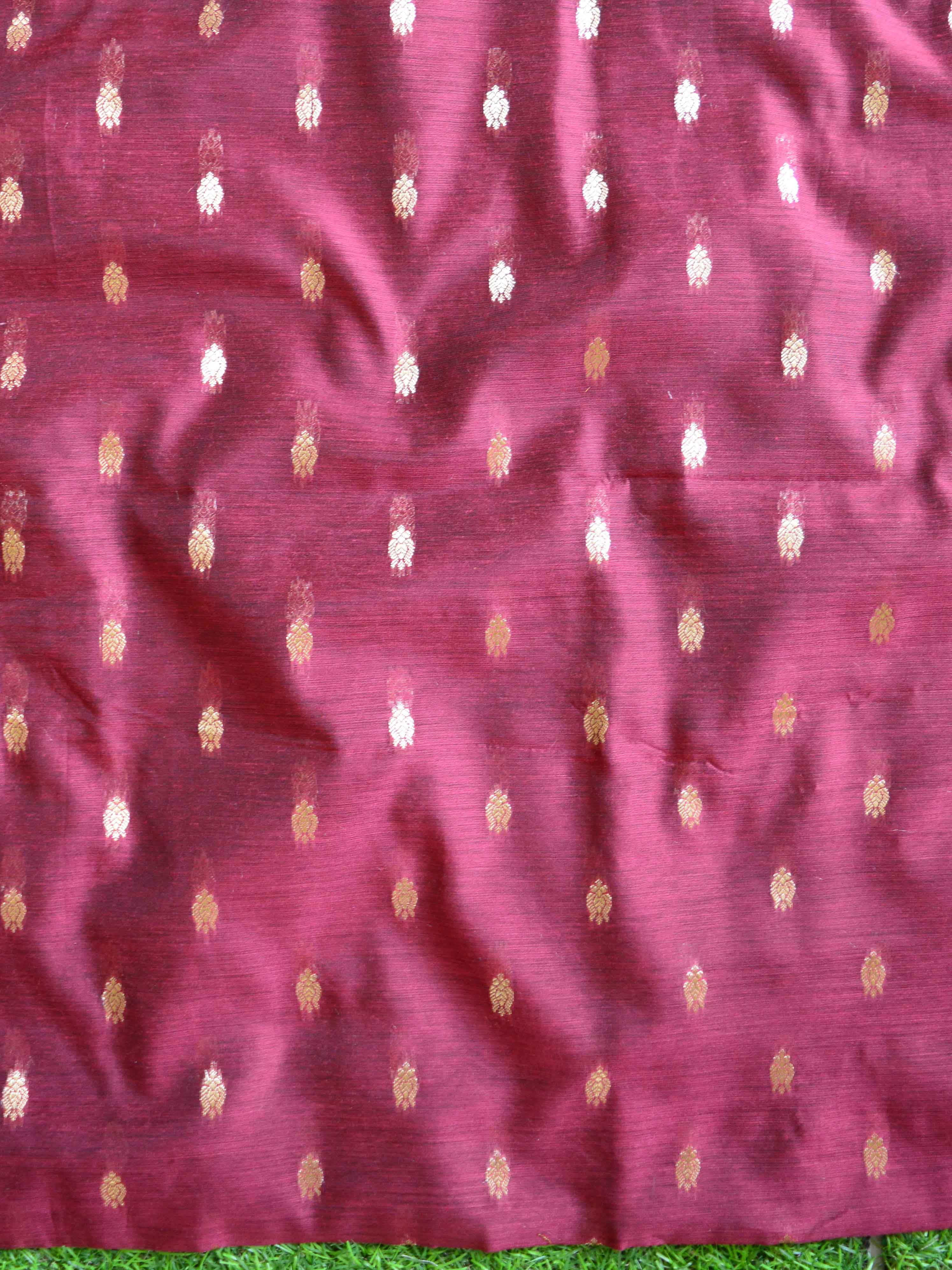 Banarasee Chanderi Cotton Zari Buti Design Salwar Kameez & Dupatta Set-Maroon