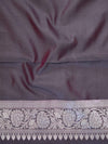 Banarasee Handwoven Semi Silk Saree With Silver Zari Jaal Design-Brown(Pink Tone)