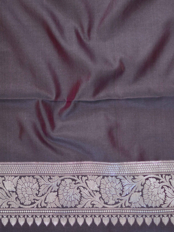 Banarasee Handwoven Semi Silk Saree With Silver Zari Jaal Design-Brown(Pink Tone)