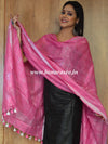 Bhagalpuri Cotton Suit With Ghichha Kameez & Linen Dupatta-Black & Pink