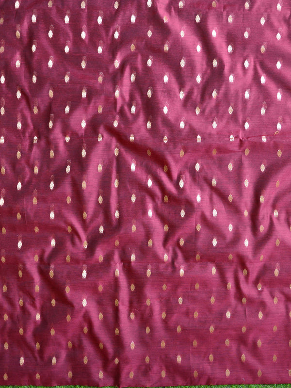 Banarasee Chanderi Cotton Zari Buti Design Salwar Kameez & Dupatta Set-Maroon