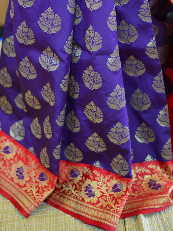 Banarasee Art Silk Zari Work Saree-Purple