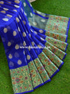 Banarasee Organza Mix Saree With Buta Design & Meena Border-Royal Blue