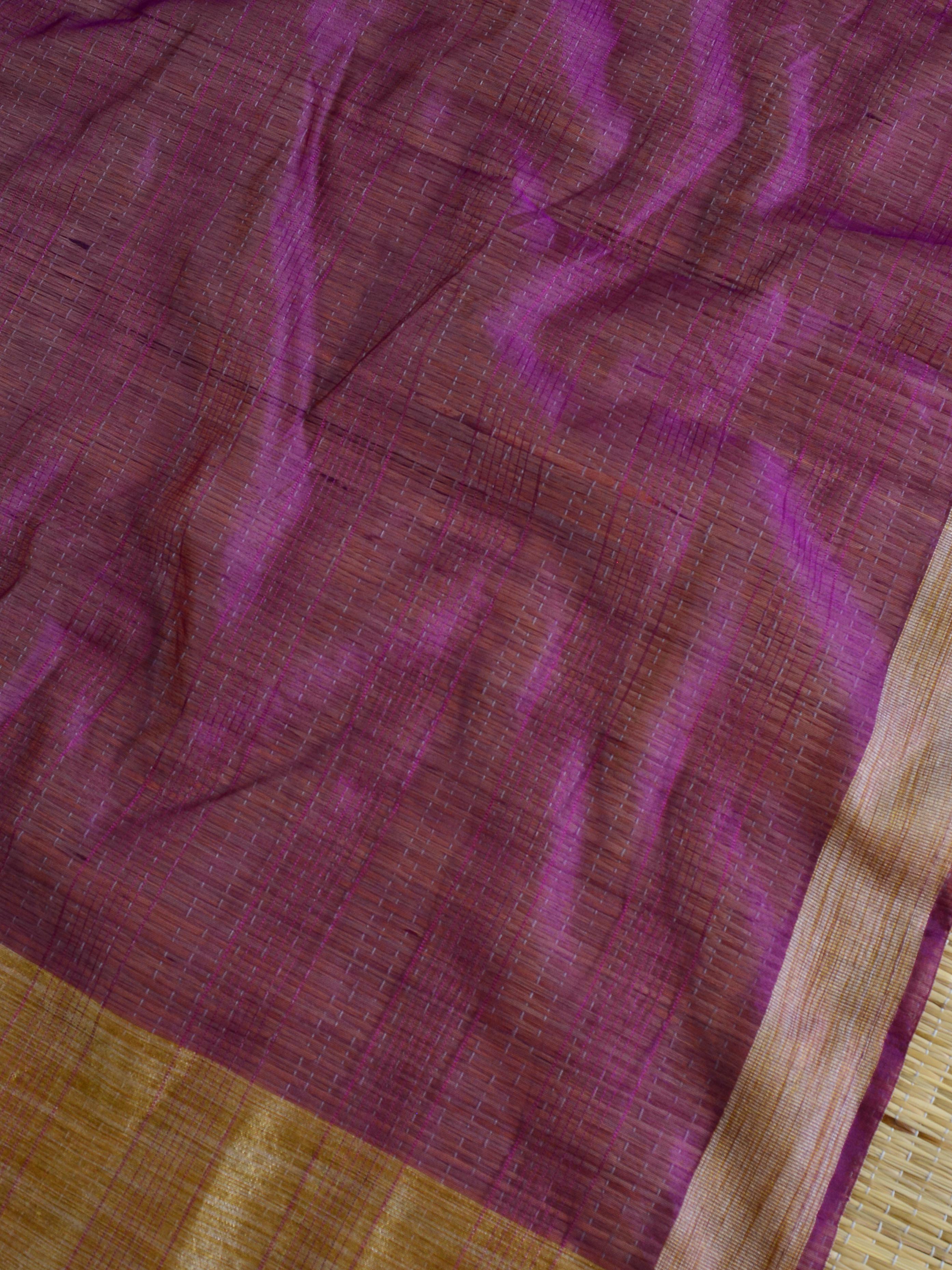 Banarasee Soft Cotton Ghichha Work Salwar Kameez Fabric & Dupatta-Violet & Peach