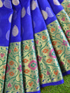 Banarasee Organza Mix Saree With Buta Design & Meena Border-Royal Blue