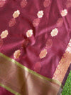 Banarasee Chanderi Cotton Zari Buti Design Salwar Kameez & Dupatta Set-Maroon