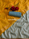 Banarasee Soft Cotton Ghichha Work Salwar Kameez Fabric & Dupatta-Green & Yellow