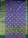 Banarasee Organza Mix Saree With Buta Design & Meena Border-Royal Blue