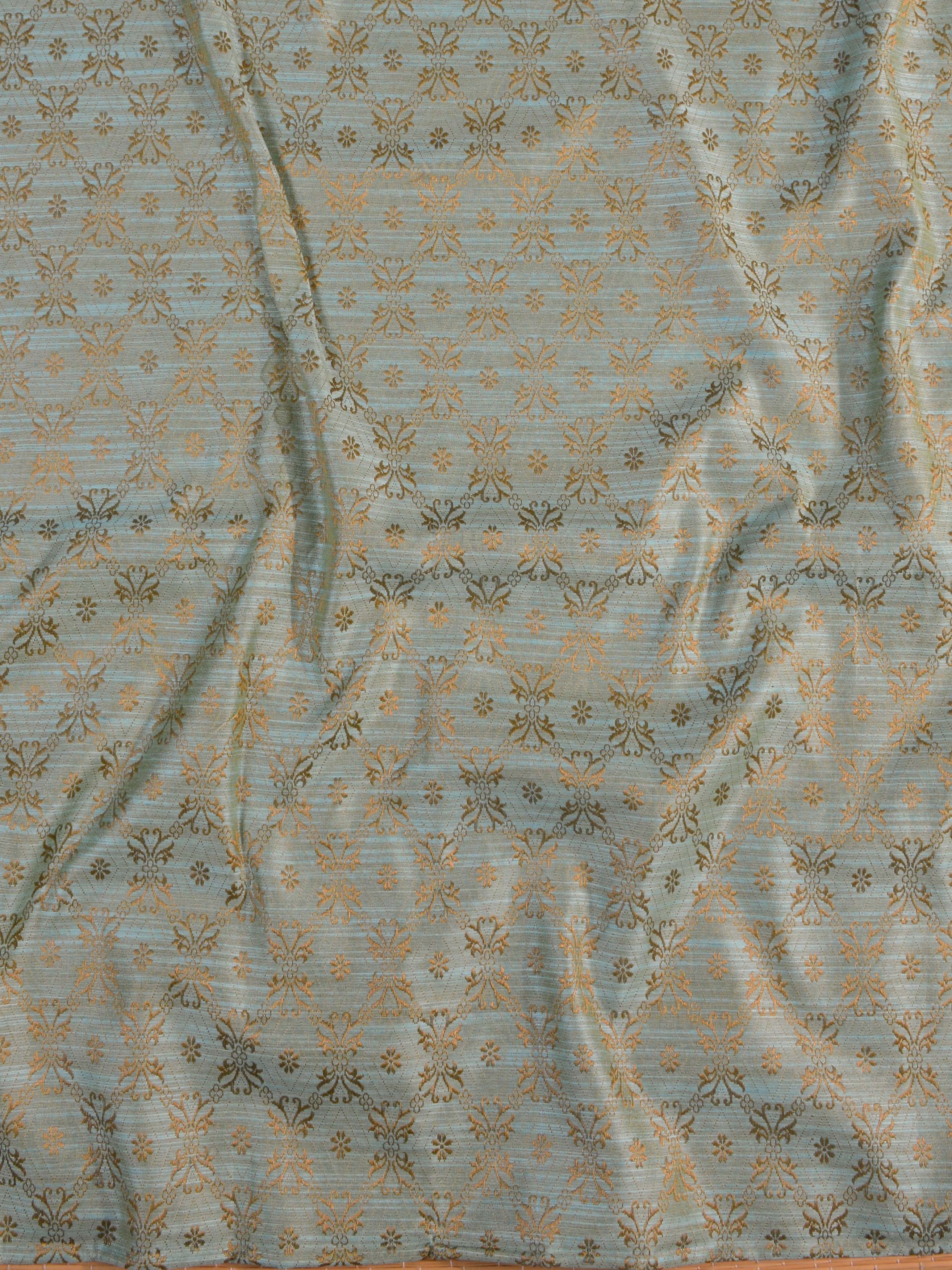 Banarasee Soft Cotton Ghichha Work Salwar Kameez Fabric & Dupatta-Green & Yellow