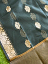 Banarasee Chanderi Cotton Zari Buti Design Salwar Kameez & Dupatta Set-Green