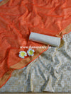 Banarasee Soft Cotton Ghichha Work Salwar Kameez Fabric & Dupatta-Beige & Orange