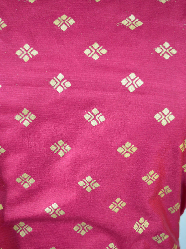 Banarasee Semi Silk Salwar Kameez Fabric With Gold Dupatta-Wine