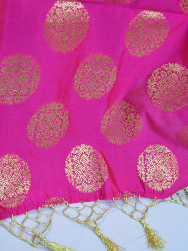 Banarasee Handwoven Semi Silk Saree With Buta Design-Pink