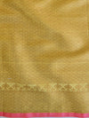 Banarasee Handloom Chanderi Cotton Resham Jaal Antique Gold Zari Saree-Yellow