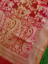 Banarasee Chanderi Cotton Salwar Kameez Zari Woven Buti Design Fabric-Red