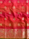 Banarasee Chanderi Cotton Salwar Kameez Zari Woven Buti Design Fabric-Red
