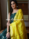 Banarasee Pure Chanderi Silk Zari Buti Salwar Kameez Set-Green & Yellow