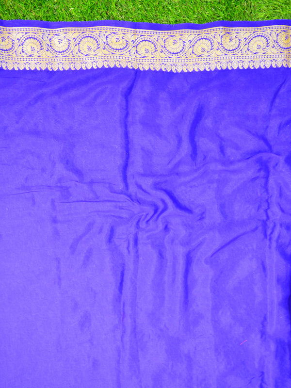 Banarasee Chiffon Zari Jaal Saree-Pink & Blue