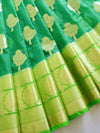 Banarasee Organza Mix Saree With Zari Buta & Border Saree-Green