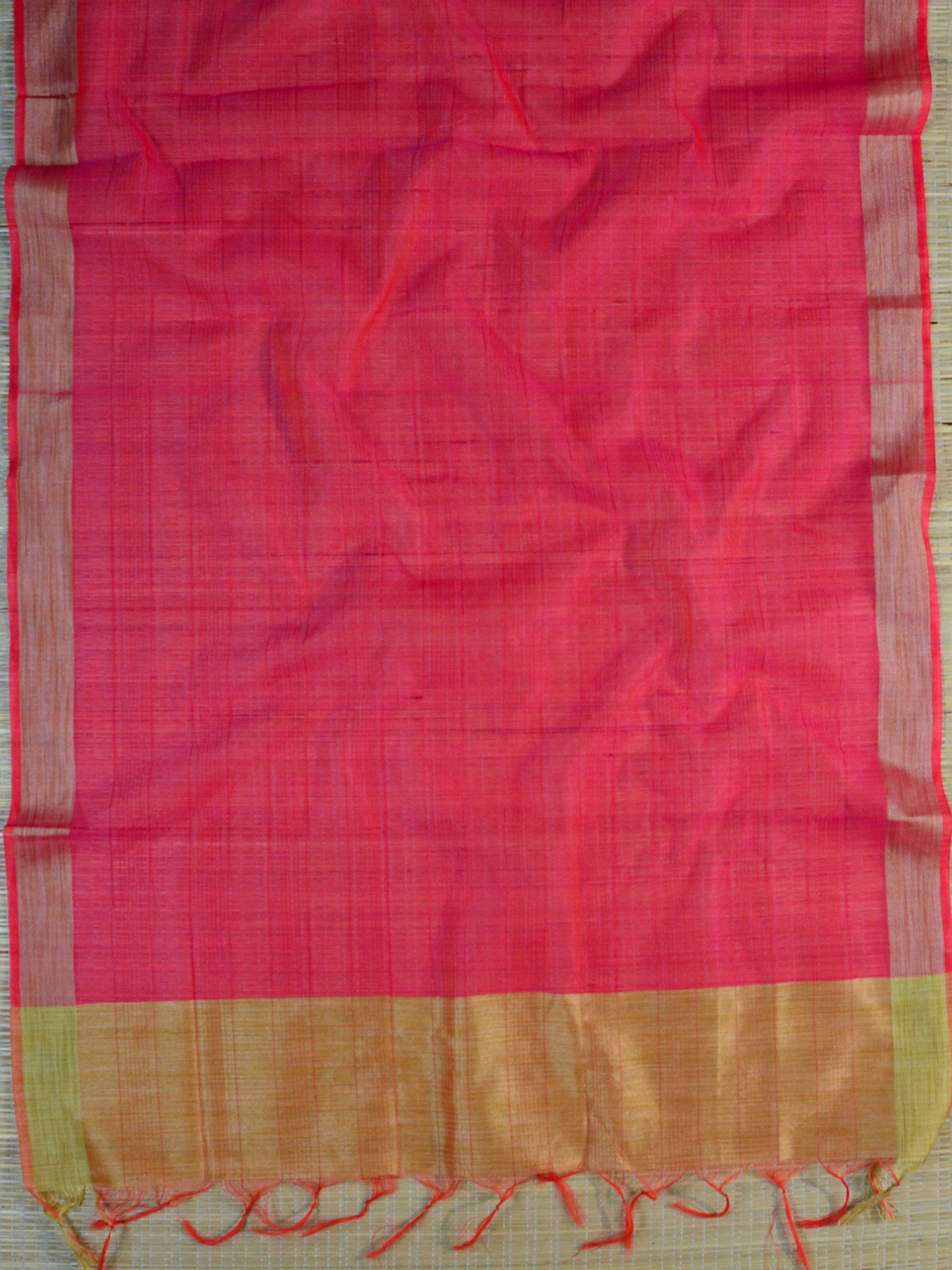Banarasee Soft Cotton Ghichha Work Salwar Kameez Fabric & Dupatta-Orange & Pink